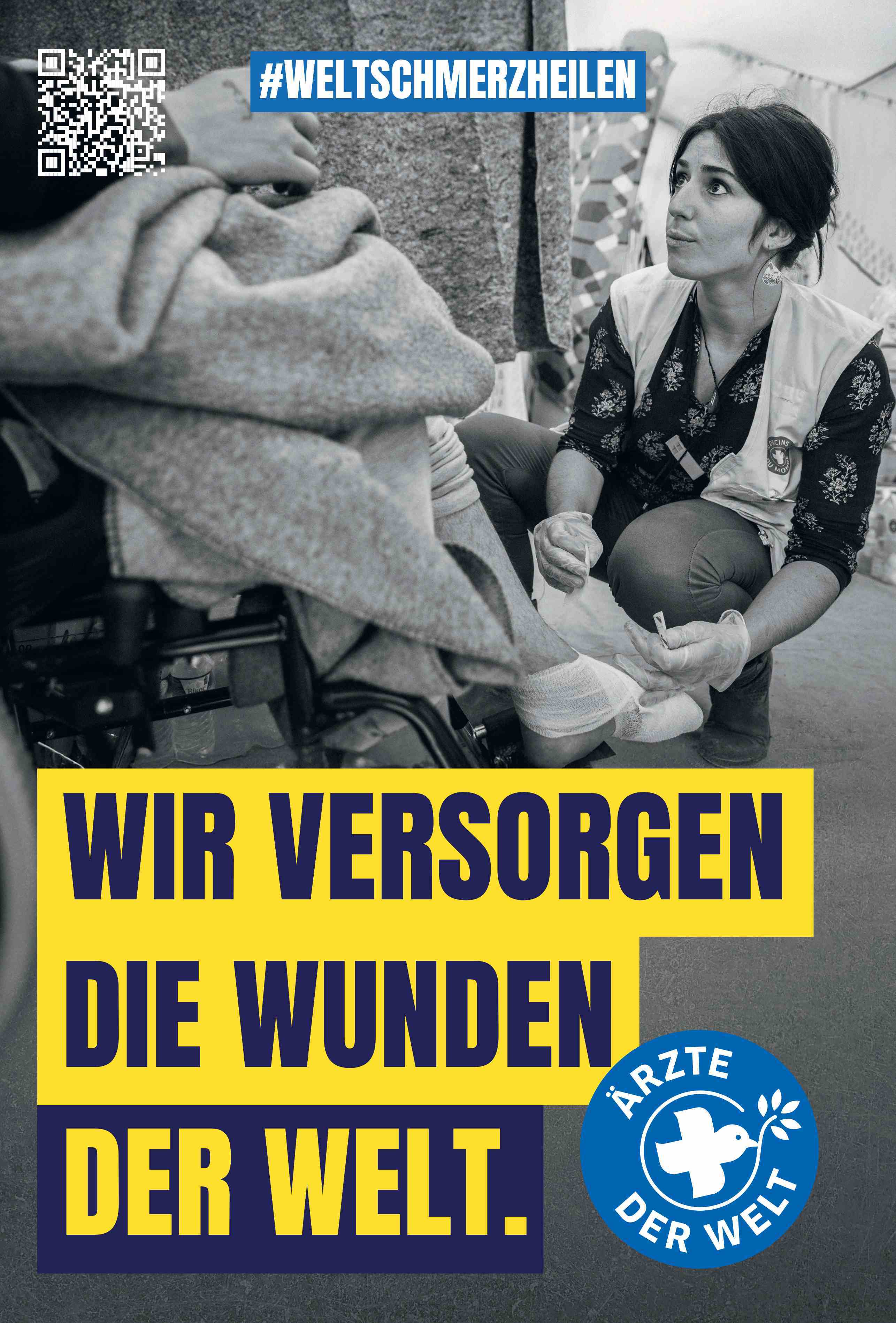 Ärzte der Welt versorgt in Deutschland Menschen ohne Krankenversicherung. Motiv der Kampagne #WeltschmerzHeilen