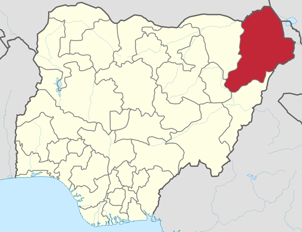 Der Bundesstaat Borno liegt im Nordosten Nigerias. Quelle: Wikimedia