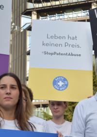 Protest vor dem Europäischen Patentamt. Foto: Lukas Lauber 