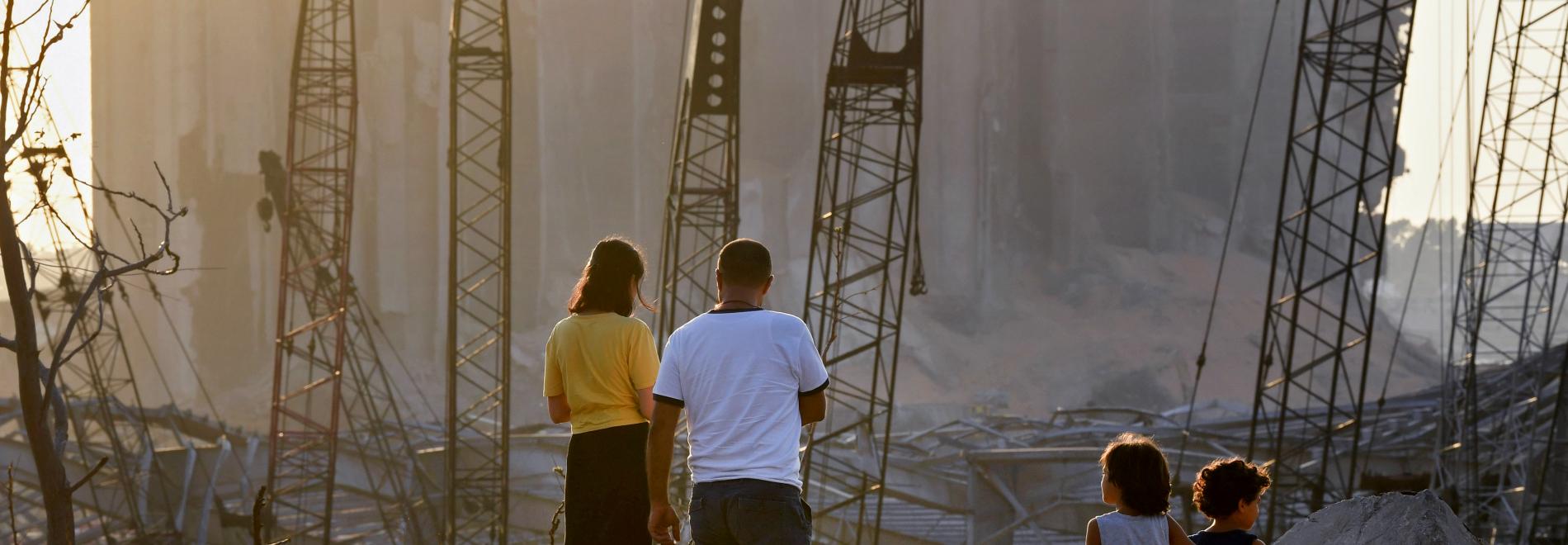 Blick auf den Hafen in Beirut nach der Explosion