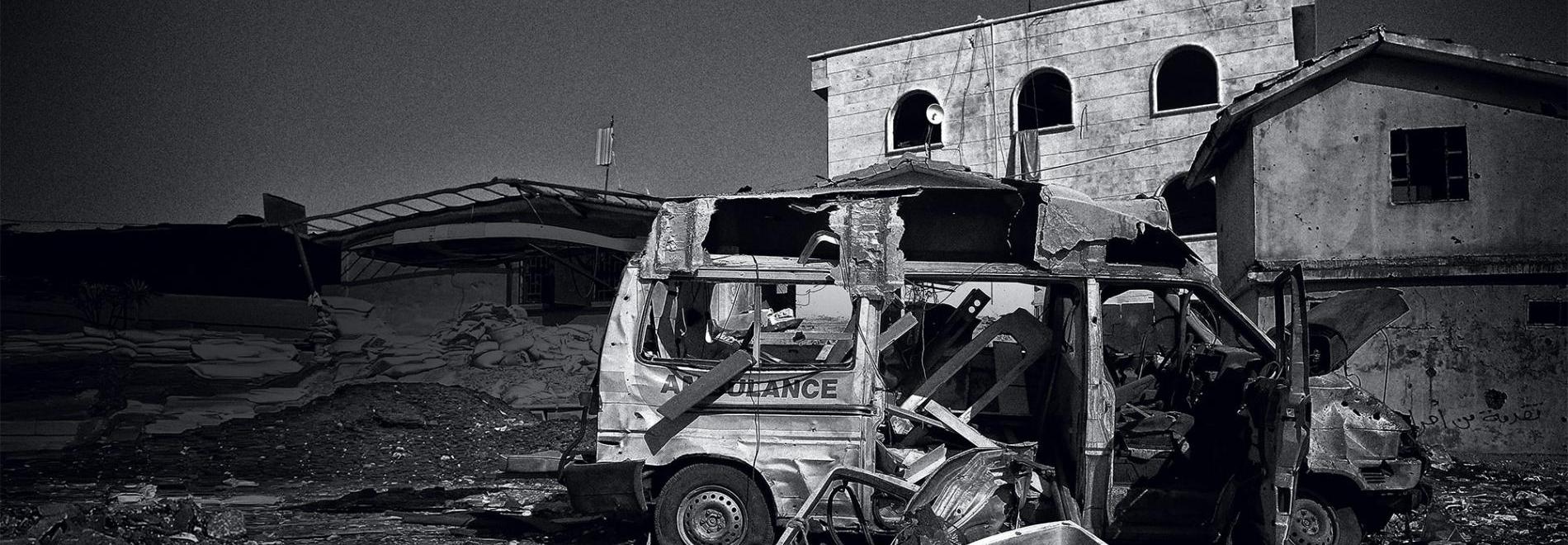 Zerstörter Krankenwagen in Syrien 