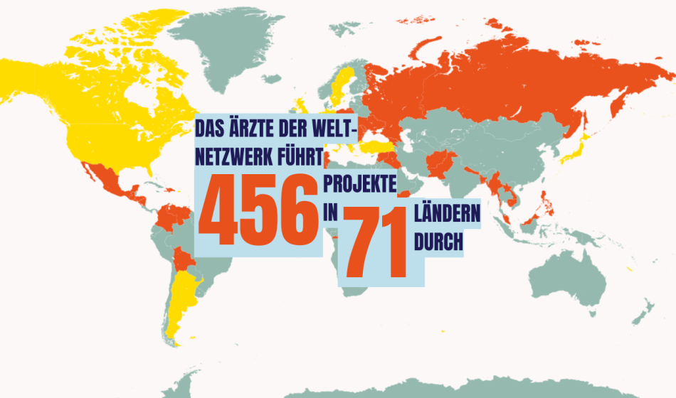 456 Projekte in 71 Ländern weltweit durch Ärzte der Welt