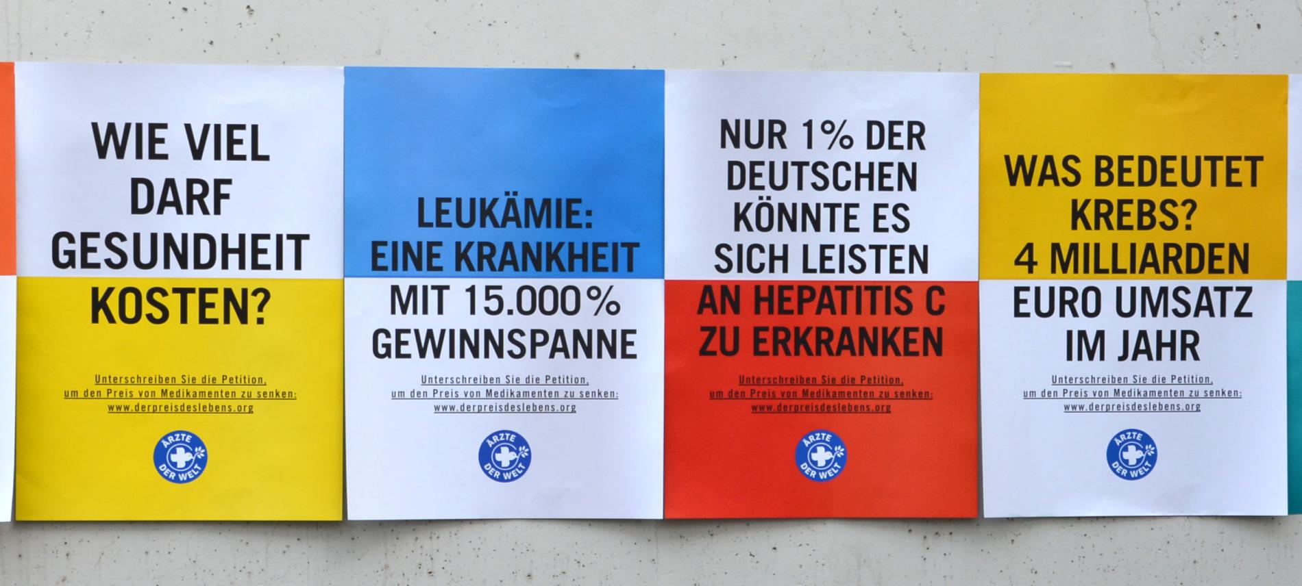 Plakate der Ärzte der Welt-Kampagne "Preis des Lebens". Foto: Ärzte der Welt