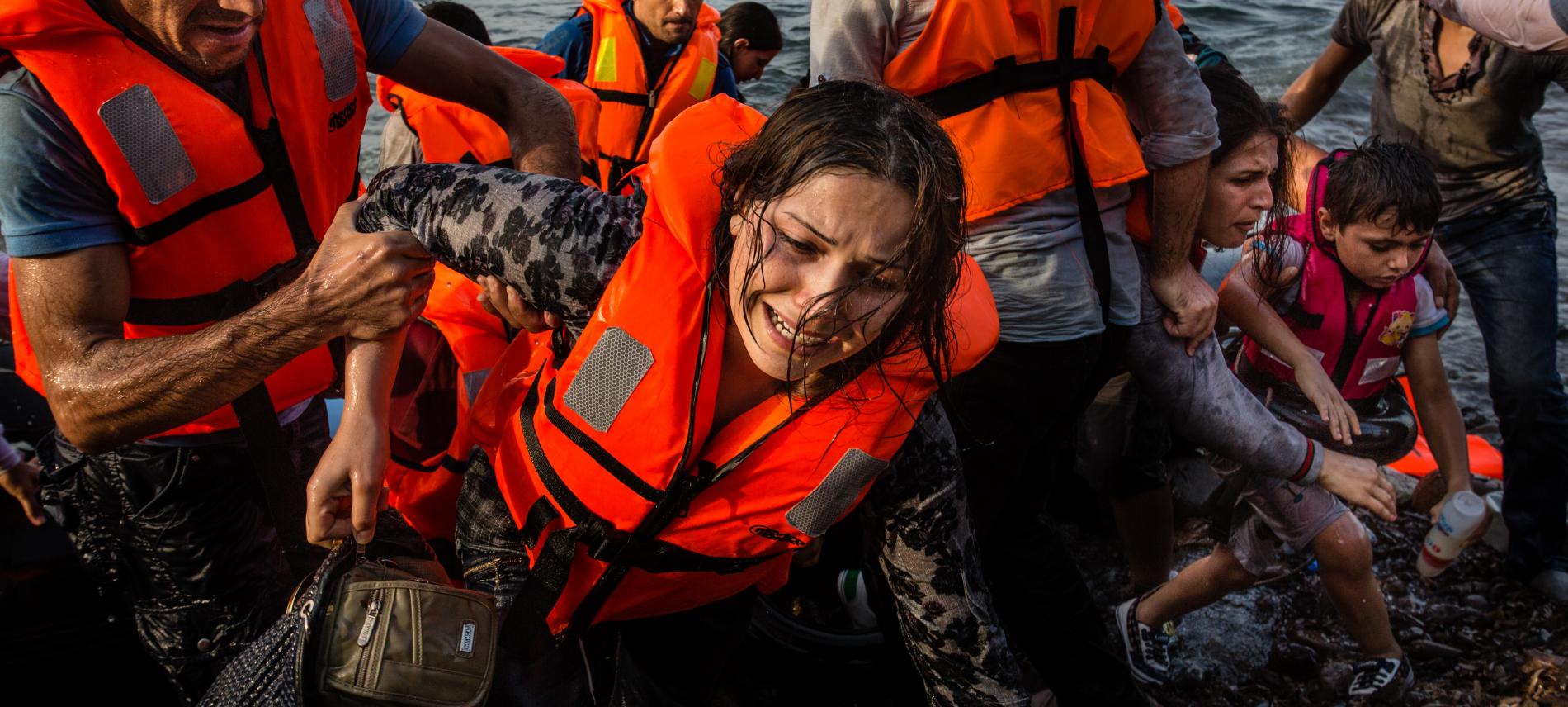 Bootsflüchtlinge kommen auf griechischen Insel Lesbos an. Foto: Kristof Vadino