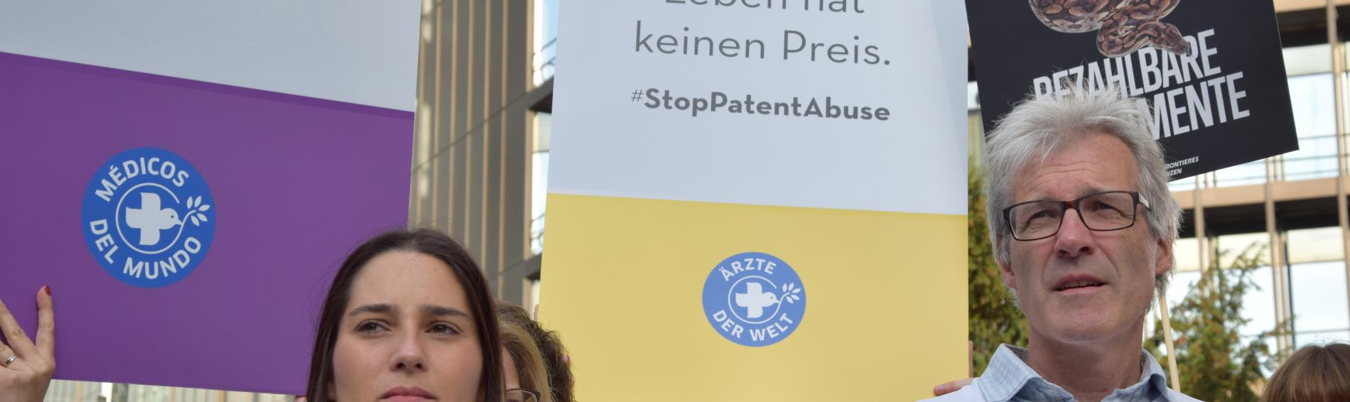 Protest vor dem Europäischen Patentamt. Foto: Lukas Lauber