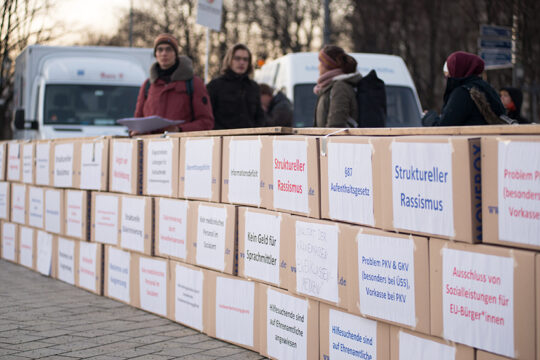 Demonstration für das Menschenrecht auf Gesundheit.