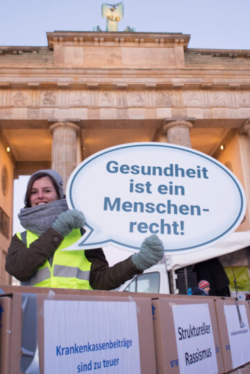 Demonstration für eine bessere Gesundheitsversorgung.