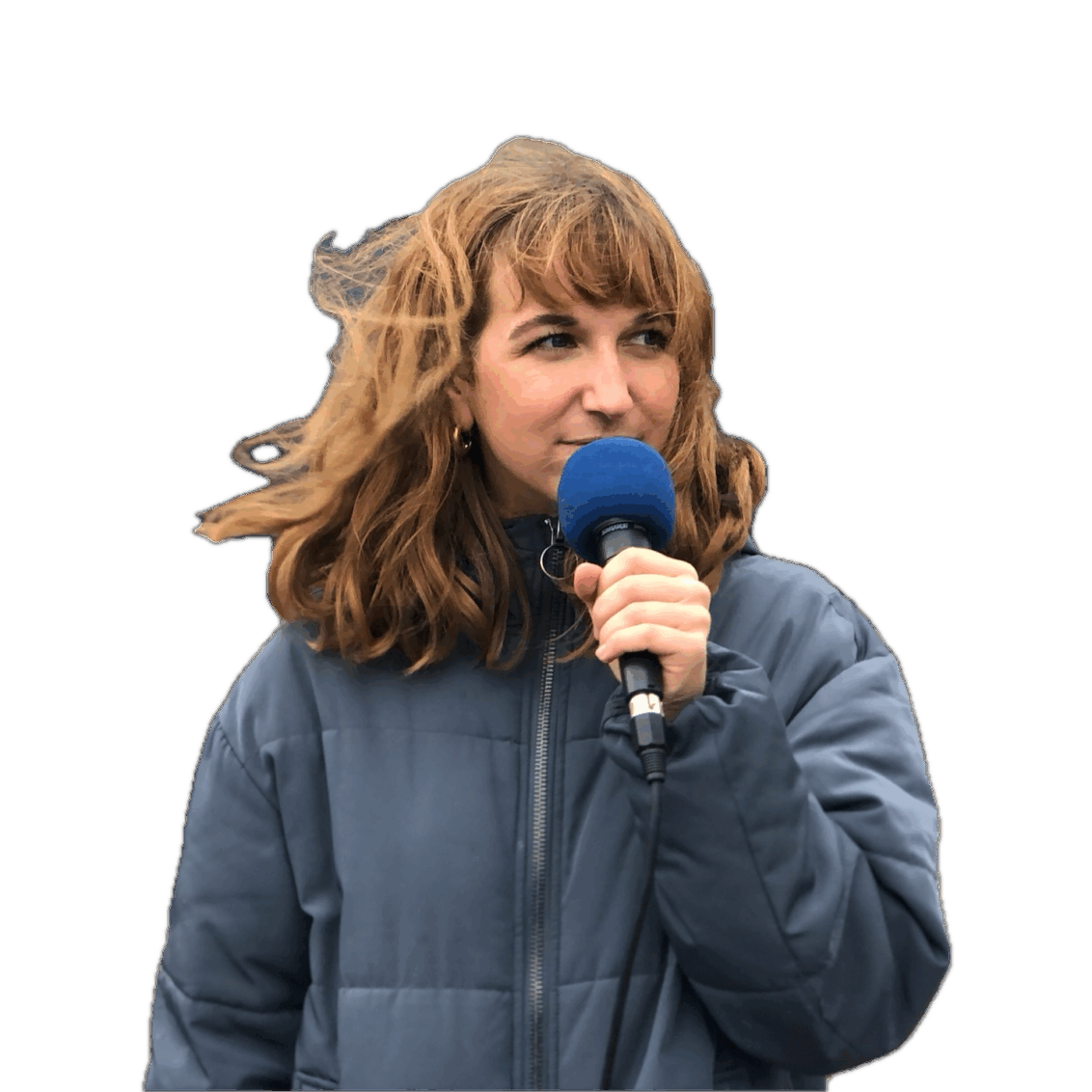 Janina Gach bei der Übergabe der Petition „Gleichbehandeln“ in Berlin.