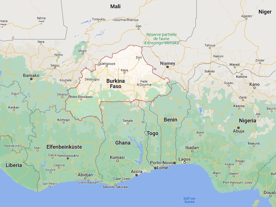 Burkina Faso. Karte: Google Maps