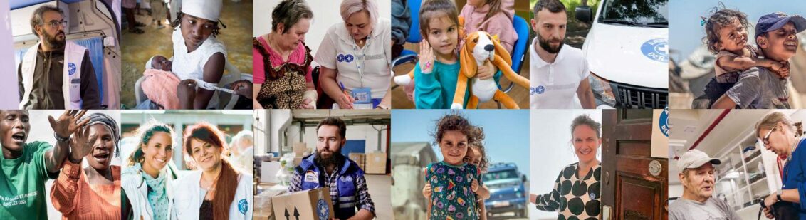 Mosaik aus verschiedenen Bildern von Ärzte der Welt. © Ärzte der Welt/Pierre W. Henry/Till Mayer/Bakr Al Kasem/Caroline Thirion/David Gohlke/Katharina Meier