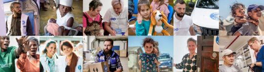 Mosaik aus verschiedenen Bildern von Ärzte der Welt. © Ärzte der Welt/Pierre W. Henry/Till Mayer/Bakr Al Kasem/Caroline Thirion/David Gohlke/Katharina Meier