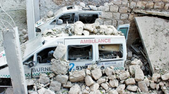 Syrien: Ein eingestürztes Krankenhaus in Idlib. © Ärzte der Welt