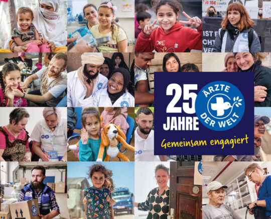 Fotocollage zu 25 Jahren humanitärem Einsatz von Ärzte der Welt