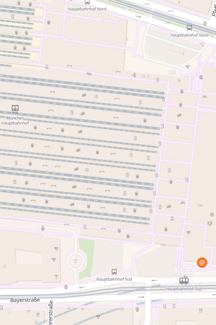 Kartenausschnitt Hauptbahnhof Süd