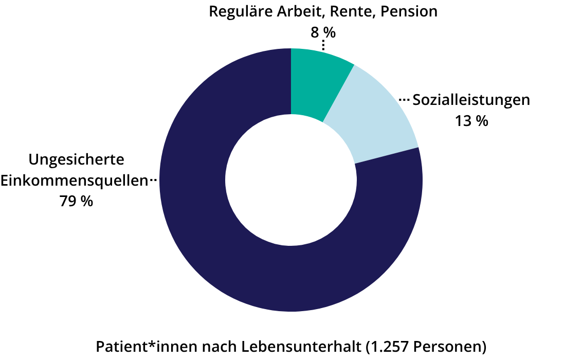 Diagramm mit den Patient*innen nach Lebensunterhalt. © Ärzte der Welt